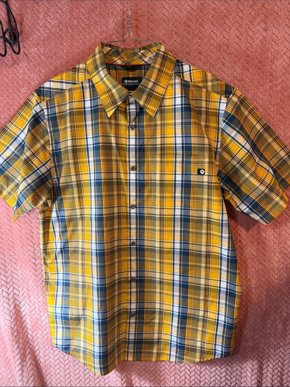 Marmot Men's Yellow Plaid Short-Sleeve Shirt